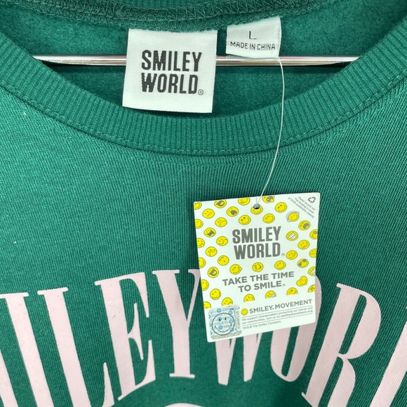 SmileyWorld‎ Womens Sweatshirt Dress Size L Green Pink Graphic Sleep Comfy Cute - Picture 6 of 9